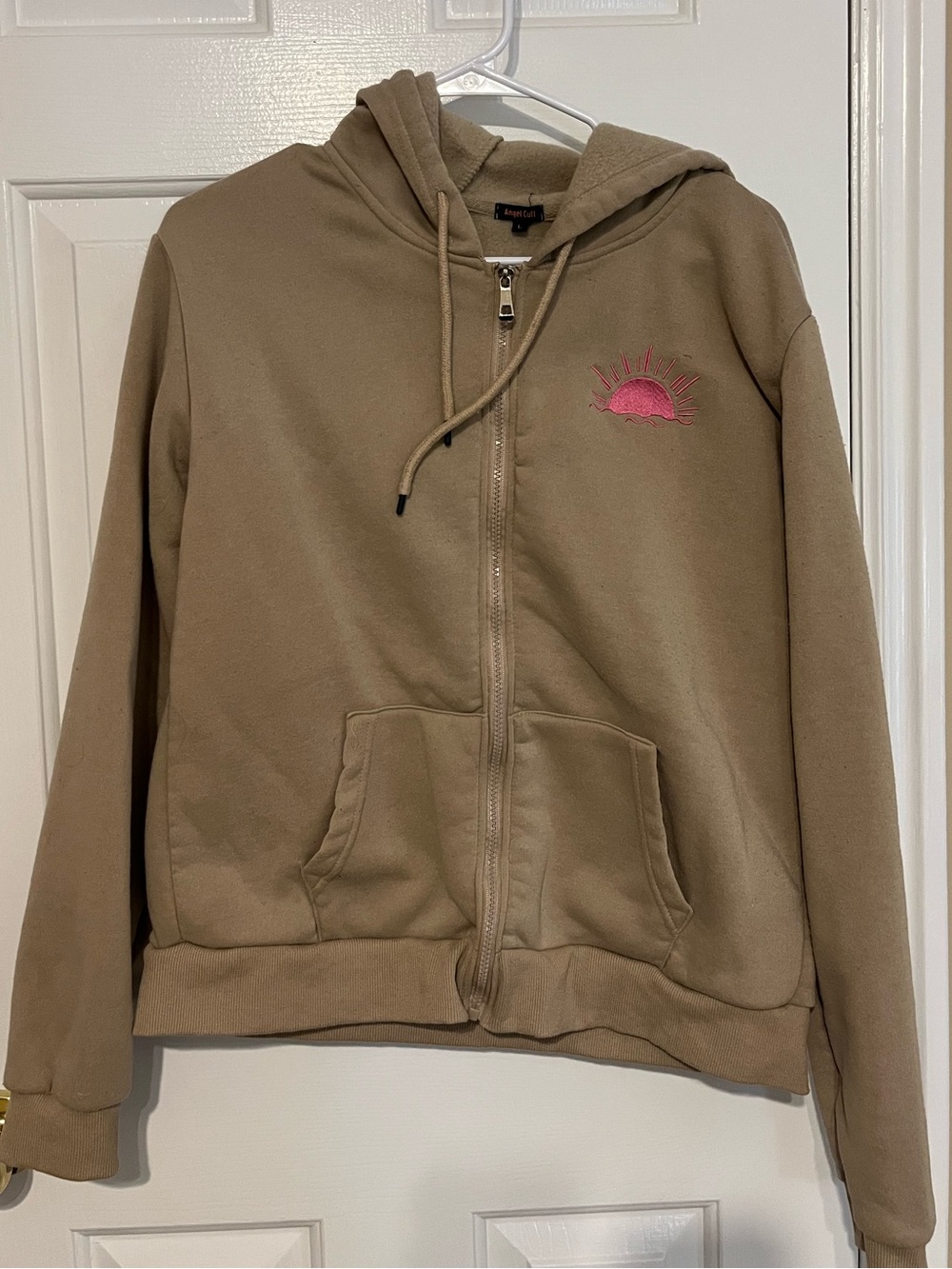 Angel Cult Hoodie with Pink Sun Embroidery
